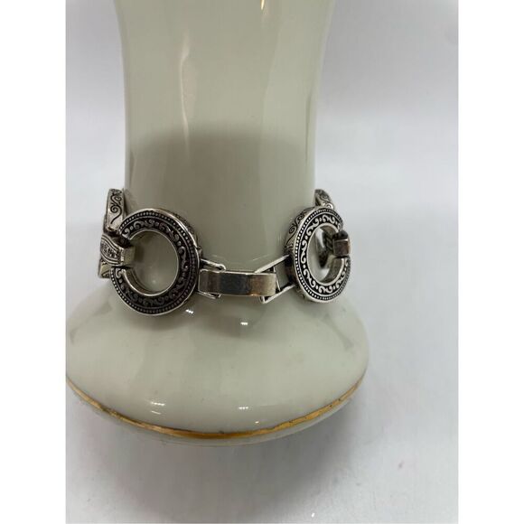 Brighton Central Park Textured Oxidized Large Circle Link Bracelet - Picture 2 of 8